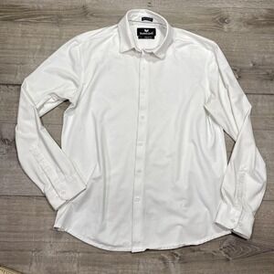 Buttercloth Dress Shirt Mens Large White Icy Cotton Regular Fit Long Sleeve